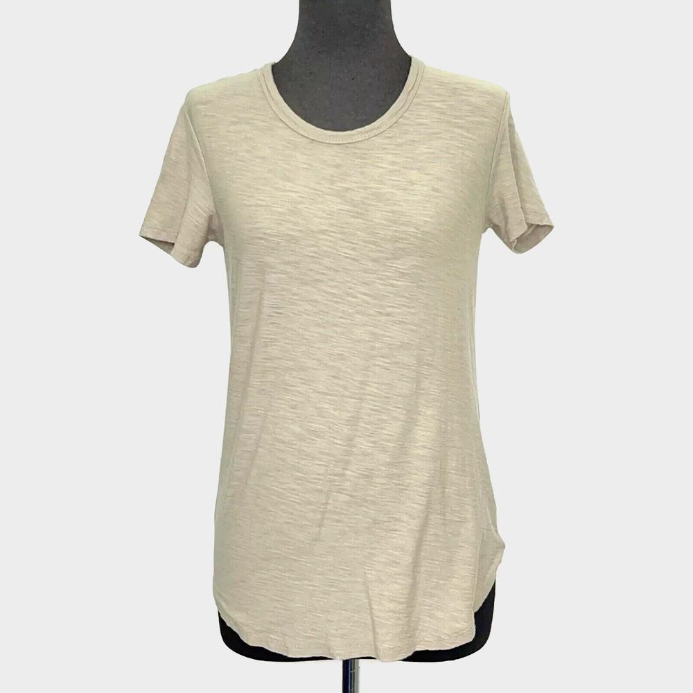 Standard James Perse Top Tee Women 1 (S) Beige/Brown Short Sleeve Round Hem crew